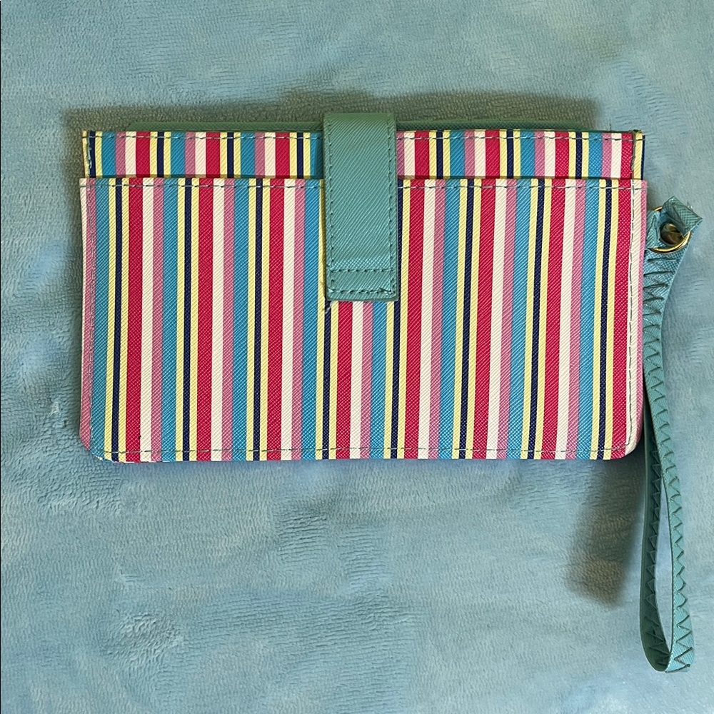 BE FREE Striped Wristlet Wallet – Multicolor with Blue Attached Card Holder - Picture 3 of 14